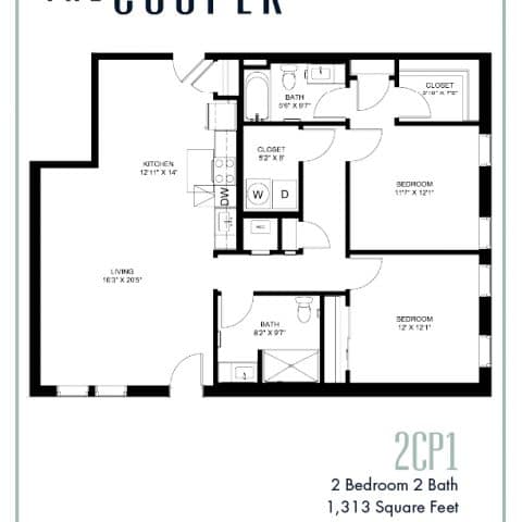 Two Bedroom Floor Plan The Cooper
